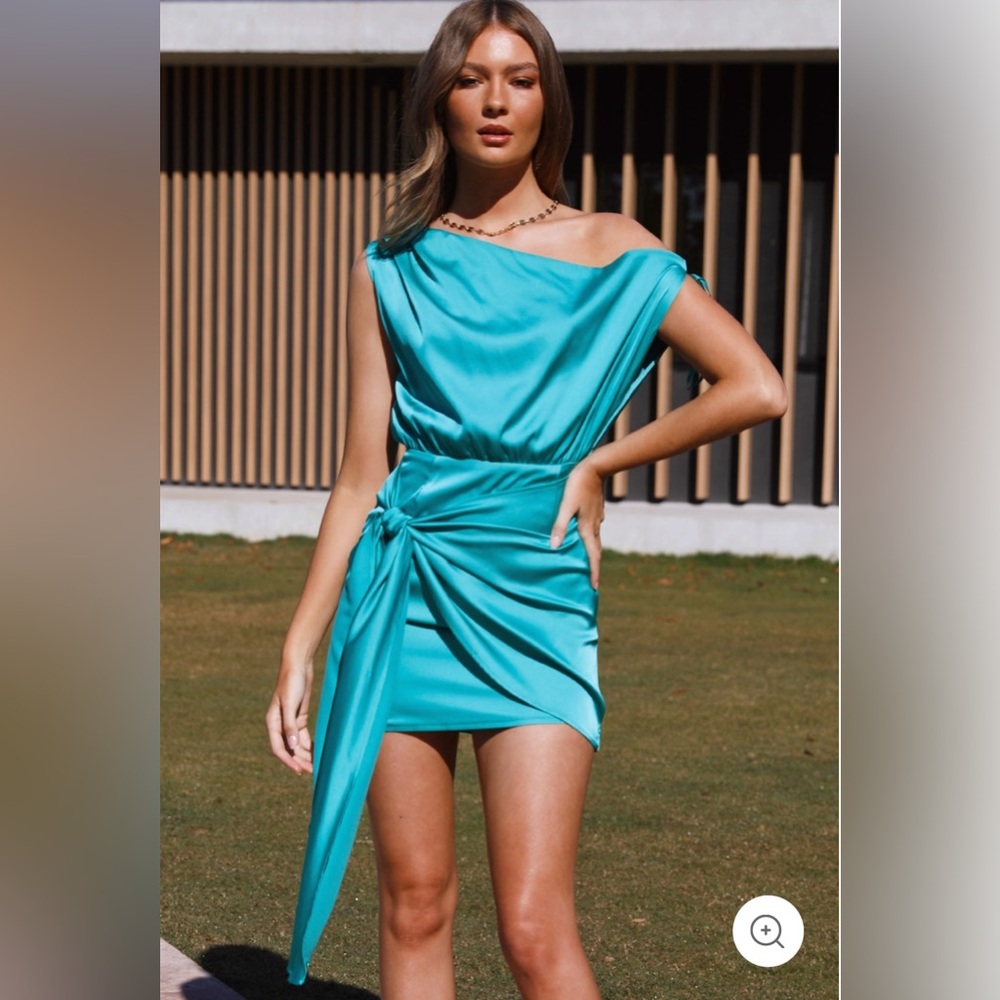 RUNAWAY Charisma Mini Dress Marine Size M in Turquoise NEVER WORN